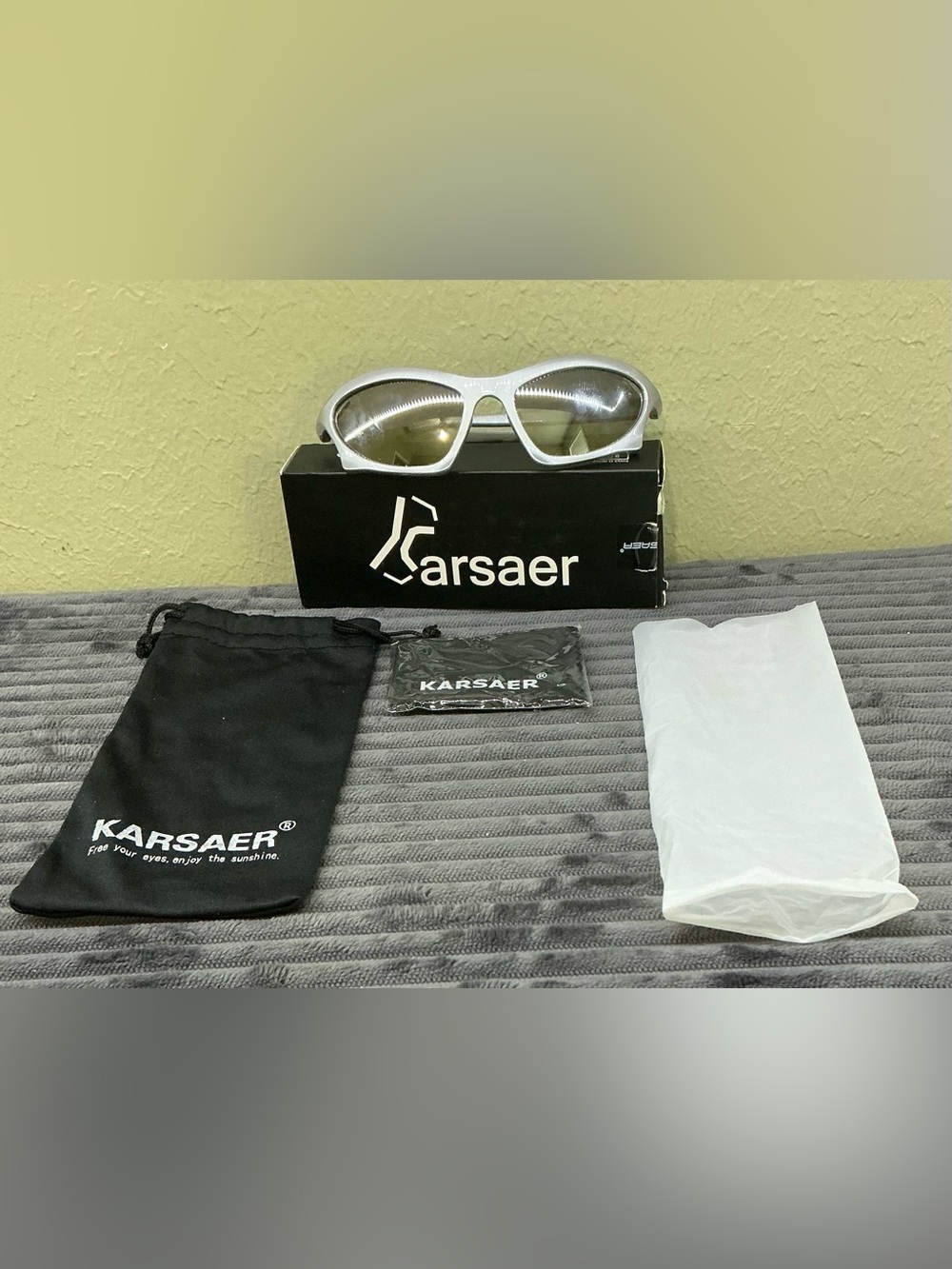 Karsaer Cycling Glasses White Frame Sport Sunglasses Outdoor NEW Polarized